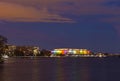 Washington DC night panorama at Potomac River waterfront. Royalty Free Stock Photo